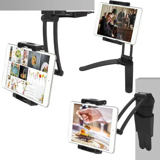 Tablethouder keuken – 2-in-1 muur & bureau – Verstelbaar opvouwbaar – 4,7-13 inch iPad/Samsung – Zwart-Ilumina Benelux