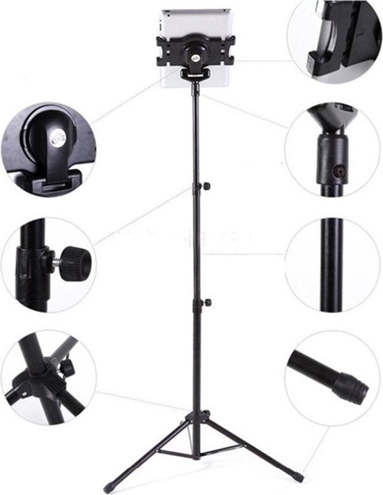 Telefoon- en Tablethouder Tripod – Geschikt voor iPhone, Samsung Galaxy Tab en Tablet – Verstelbaar Statief – Zwart-Statief-Ilumina Benelux