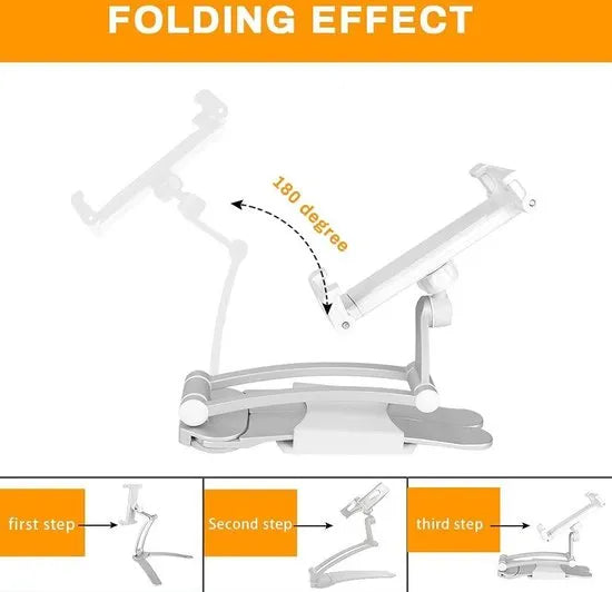 Telefoon- & Tablethouder keuken muur – 2-in-1 Wand/onderkast & bureau – 360° Draaibaar – Verstelbaar 4,5-13 inch – Zwart-Ilumina Benelux