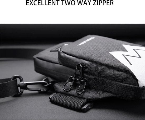 Telefoonhoesjes Universeel – Schoudertas met Koord – Portemonnee Case – Ritsvak – Zwart