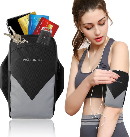 Telefoonhouder armband – Sport hardloop armband 6,7 inch – Waterdicht – Reflecterend – Zwart-Ilumina Benelux
