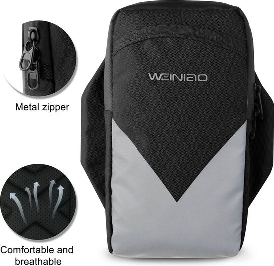 Telefoonhouder armband – Sport hardloop armband 6,7 inch – Waterdicht – Reflecterend – Zwart-Ilumina Benelux