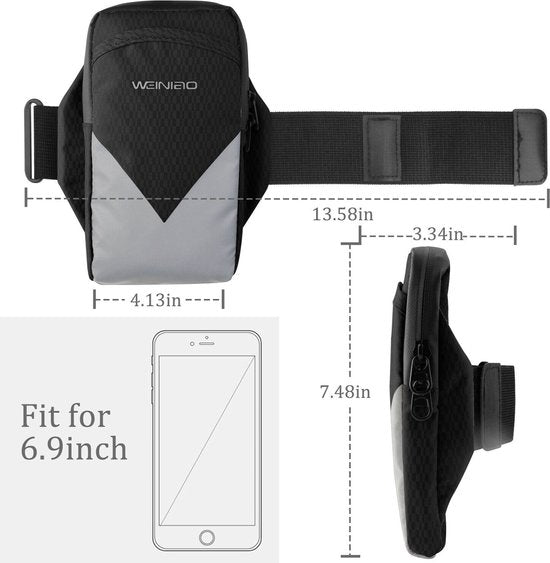 Telefoonhouder armband – Sport hardloop armband 6,7 inch – Waterdicht – Reflecterend – Zwart-Ilumina Benelux