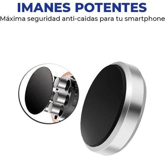 Telefoonhouder auto – 2x Magnetisch – Sterke Magneet + Metalen Plakplaatjes – Compact Universeel – Zwart-Ilumina Benelux