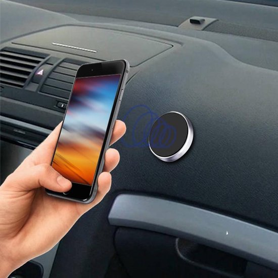 Telefoonhouder auto – 2x Magnetisch – Sterke Magneet + Metalen Plakplaatjes – Compact Universeel – Zwart-Ilumina Benelux
