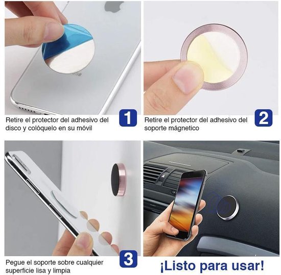 Telefoonhouder auto – 2x Magnetisch – Sterke Magneet + Metalen Plakplaatjes – Compact Universeel – Zwart-Ilumina Benelux