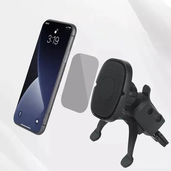 Telefoonhouder auto – 360° draaibaar – Ventilatierooster clip – Sterke magneet – Inclusief plakplaatjes – Zwart-Telefoonhouders-Ilumina Benelux