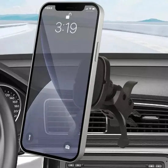 Telefoonhouder auto – 360° draaibaar – Ventilatierooster clip – Sterke magneet – Inclusief plakplaatjes – Zwart-Telefoonhouders-Ilumina Benelux