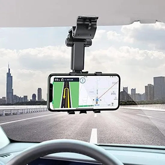 Telefoonhouder auto – 360° draaibaar – Verstelbaar – Dashboard/Stuur/Zonneklep Montage – Zwart-Ilumina Benelux
