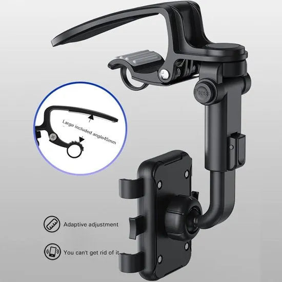 Telefoonhouder auto – 360° draaibaar – Verstelbaar – Dashboard/Stuur/Zonneklep Montage – Zwart-Ilumina Benelux