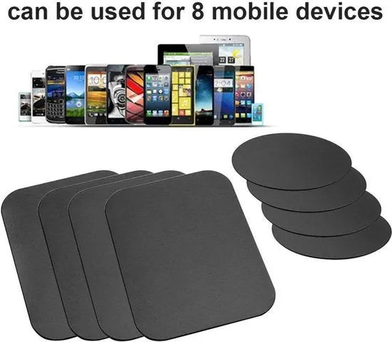 Telefoonhouder auto – 8x Metalen Magnetplaten – Zelfklevend Staal – Ultra Dun – Universeel Zwart-Telefoonhouders-Ilumina Benelux