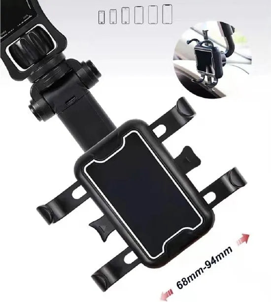 Telefoonhouder auto – Achteruitkijkspiegel & Hoofdsteun Montage – 360° Draaibaar – Voor Telefoon/Tablet Tot 7 Inch – Zwart – Luxebass-Ilumina Benelux