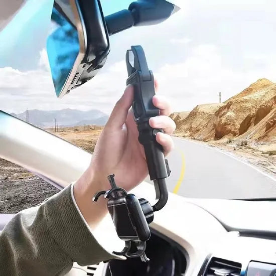 Telefoonhouder auto – Achteruitkijkspiegel & Hoofdsteun Montage – 360° Draaibaar – Voor Telefoon/Tablet Tot 7 Inch – Zwart – Luxebass-Ilumina Benelux