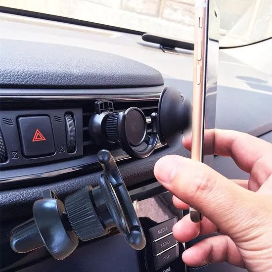 Telefoonhouder auto – Air Vent ventilatierooster – 360° draaibaar – Universeel voor smartphone – Zwart-Telefoonhouders-Ilumina Benelux