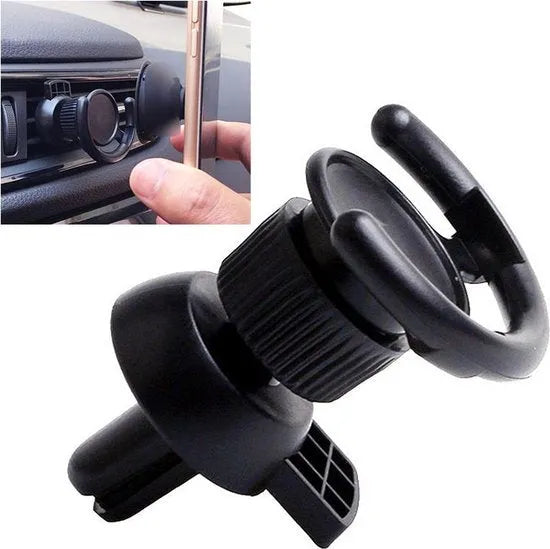 Telefoonhouder auto – Air Vent ventilatierooster – 360° draaibaar – Universeel voor smartphone – Zwart-Telefoonhouders-Ilumina Benelux