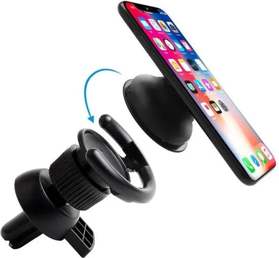 Telefoonhouder auto – Air Vent ventilatierooster – 360° draaibaar – Universeel voor smartphone – Zwart-Telefoonhouders-Ilumina Benelux