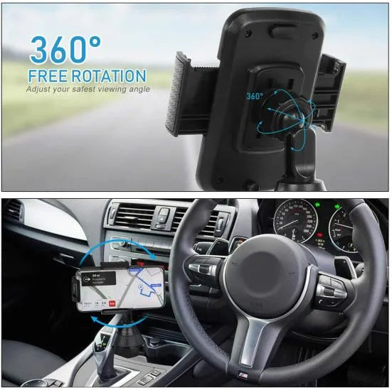 Telefoonhouder auto – Bekerhouder Cup Holder – One-Touch Klem – Universeel Verstelbaar – Zwart-Ilumina Benelux