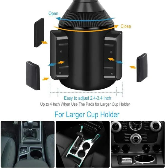 Telefoonhouder auto – Bekerhouder Cup Holder – One-Touch Klem – Universeel Verstelbaar – Zwart-Ilumina Benelux