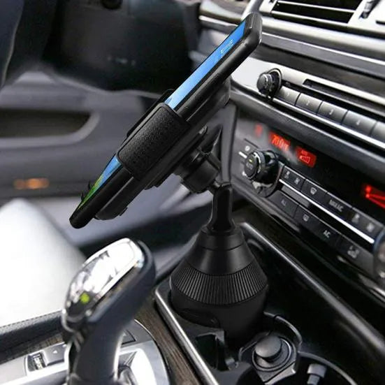 Telefoonhouder auto – Bekerhouder Cup Holder – One-Touch Klem – Universeel Verstelbaar – Zwart-Ilumina Benelux