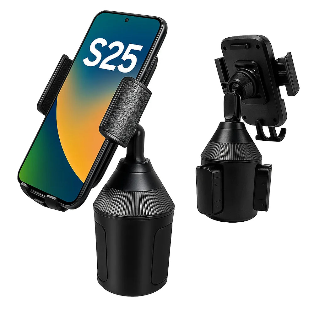 Telefoonhouder auto – Bekerhouder Cup Holder – One-Touch Klem – Universeel Verstelbaar – Zwart-Ilumina Benelux