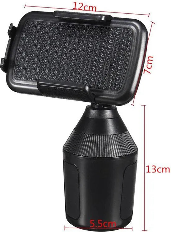 Telefoonhouder auto – Bekerhouder Cup Holder – One-Touch Klem – Universeel Verstelbaar – Zwart-Ilumina Benelux