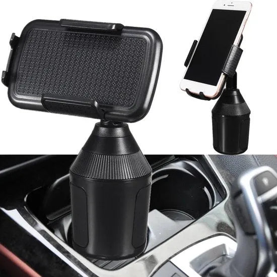 Telefoonhouder auto – Bekerhouder Cup Holder – One-Touch Klem – Universeel Verstelbaar – Zwart-Ilumina Benelux