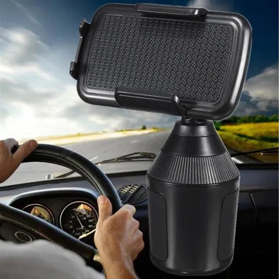 Telefoonhouder auto – Bekerhouder Cup Holder – One-Touch Klem – Universeel Verstelbaar – Zwart-Ilumina Benelux