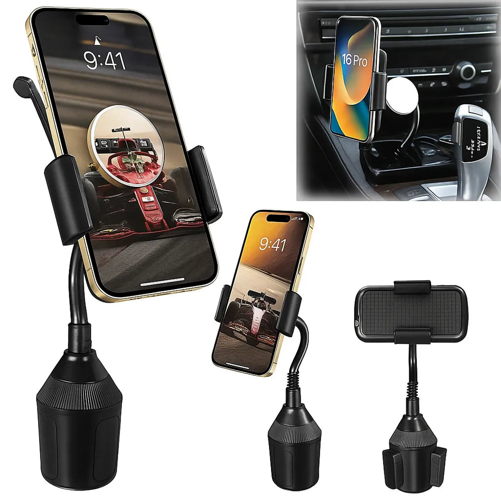 Telefoonhouder auto – Bekerhouder Mount – Universeel voor Smartphones – Verstelbare Klem – Zwart-Ilumina Benelux