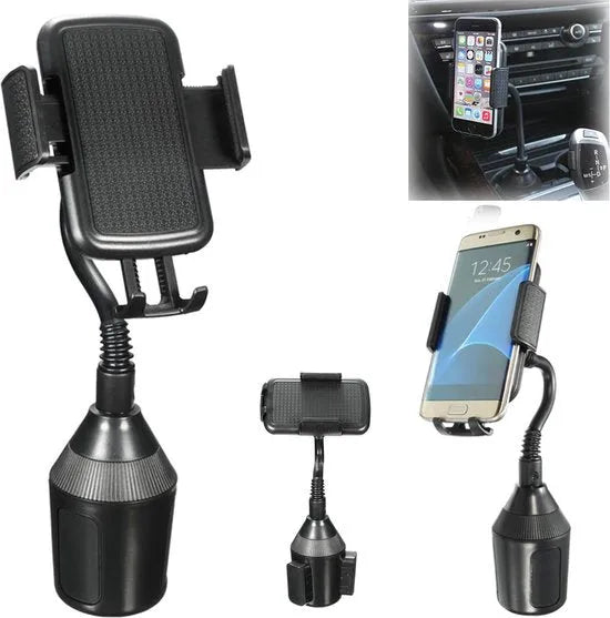 Telefoonhouder auto – Bekerhouder Mount – Universeel voor Smartphones – Verstelbare Klem – Zwart-Ilumina Benelux