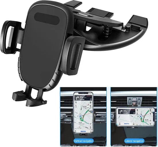 Telefoonhouder auto – CD-sleuf houder met klem – 360° draaibaar – Verstelbaar LB-524 – Zwart-Ilumina Benelux