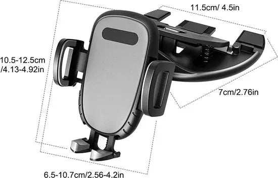 Telefoonhouder auto – CD-sleuf houder met klem LB-524 – Verstelbaar – 360° draaibaar – Grijs-Ilumina Benelux