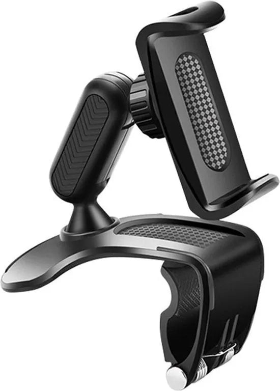 Telefoonhouder auto – Clip voor dashboard/spiegel/zonneklep – Verstelbaar – 360° draaibaar – Universeel – Zwart-Ilumina Benelux