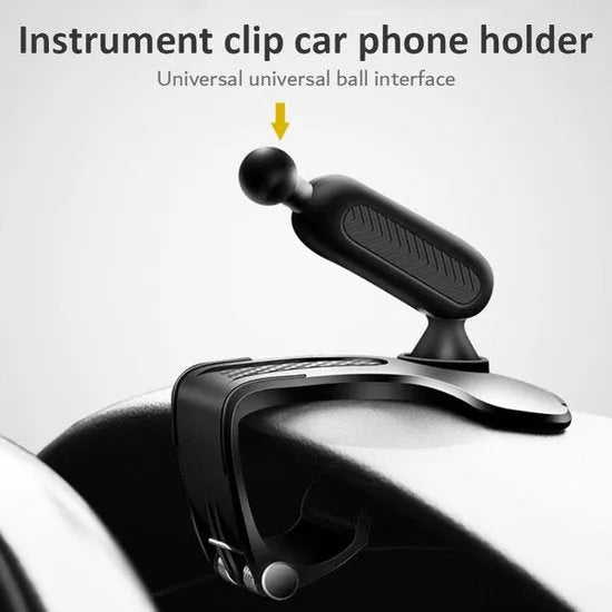 Telefoonhouder auto – Clip voor dashboard/spiegel/zonneklep – Verstelbaar – 360° draaibaar – Universeel – Zwart-Ilumina Benelux