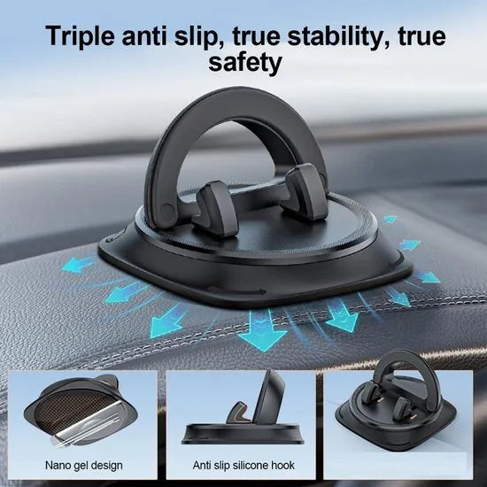 Telefoonhouder auto – Dashboard anti-slip sticky pad – Plakfunctie – Smartphone & muntenhouder – Zwart-Ilumina Benelux