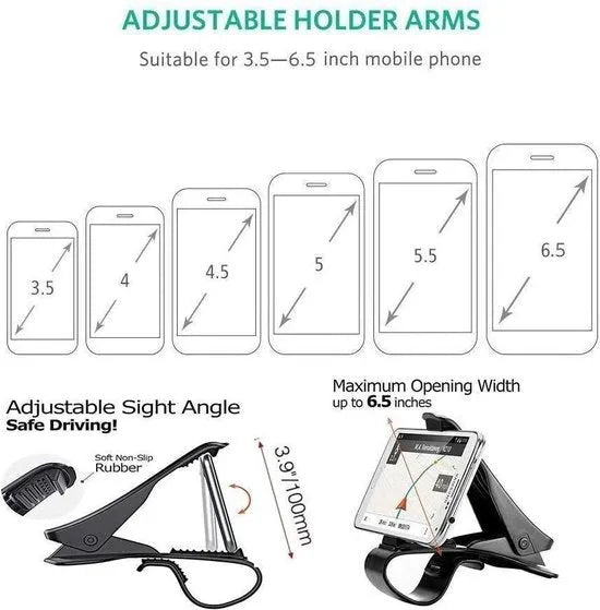 Telefoonhouder auto – Dashboard Clip Mount – 360° draaibaar – Verstelbare telefoon stand – Zwart-Ilumina Benelux