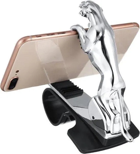 Telefoonhouder auto – Dashboard Klem Mount – Luipaard Design – Universeel – Zilver-Ilumina Benelux