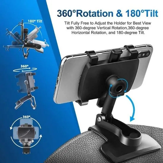 Telefoonhouder auto – Dashboard Mount – 360° Draaibaar – Universeel 4-7 Inch – Zwart-Ilumina Benelux
