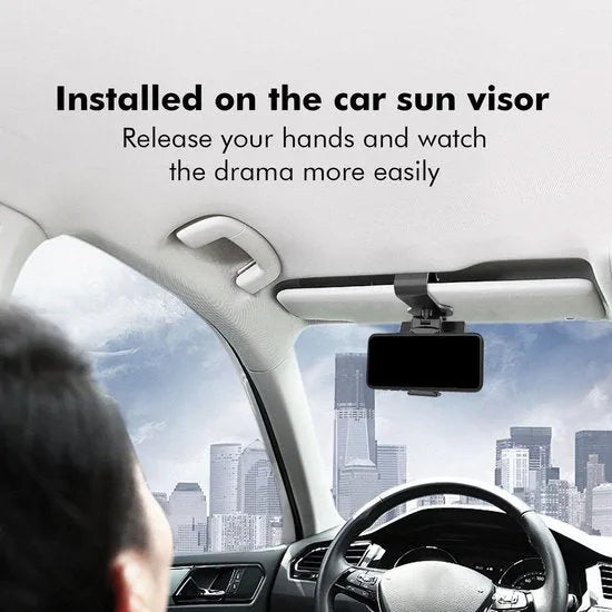 Telefoonhouder auto – Dashboard & Spiegel/Zonneklep Montage – Universeel – 360° Draaibaar – Zwart-Ilumina Benelux