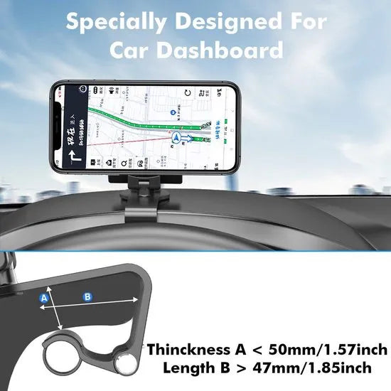 Telefoonhouder auto – Dashboard & Spiegel/Zonneklep Montage – Universeel – 360° Draaibaar – Zwart-Ilumina Benelux