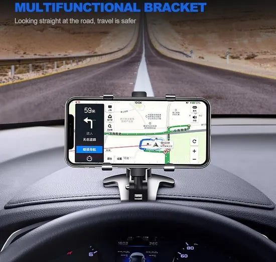 Telefoonhouder auto – Dashboard & Spiegel/Zonneklep Mount – 360° draaibaar – Universeel 4.7-7 inch – Zwart-Ilumina Benelux