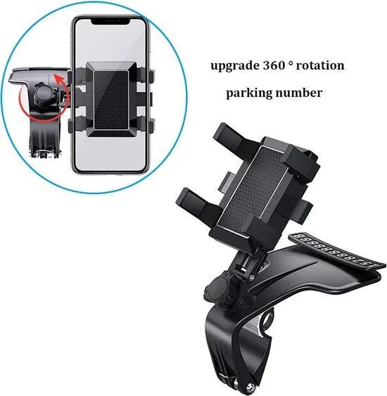 Telefoonhouder auto – Dashboard & Spiegel/Zonneklep Mount – 360° draaibaar – Universeel 4.7-7 inch – Zwart-Ilumina Benelux