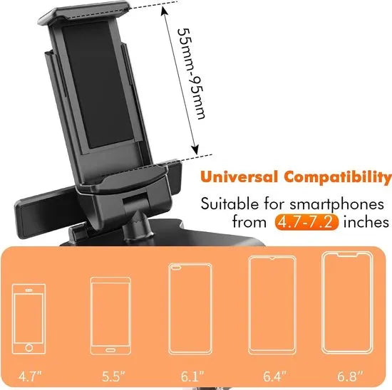 Telefoonhouder auto – Dashboard & Zonneklep Mount – 360° Draaibaar – Universeel 4.7-7.2 inch – Zwart-Ilumina Benelux