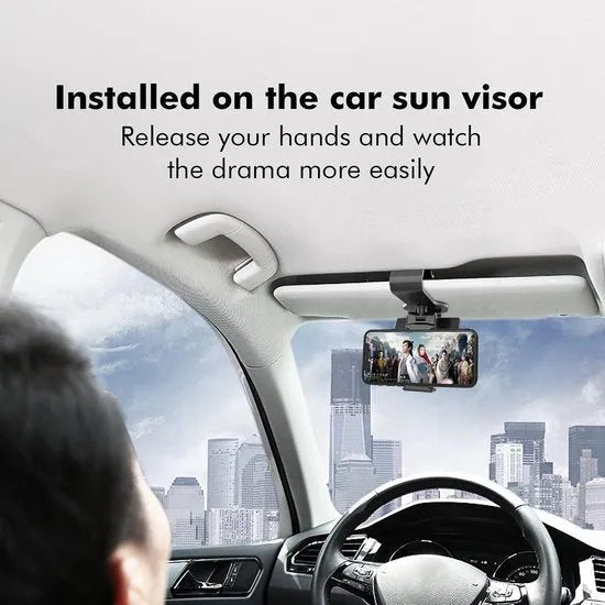 Telefoonhouder auto – Dashboard & Zonneklep Mount – 360° Draaibaar – Universeel 4.7-7.2 inch – Zwart-Ilumina Benelux