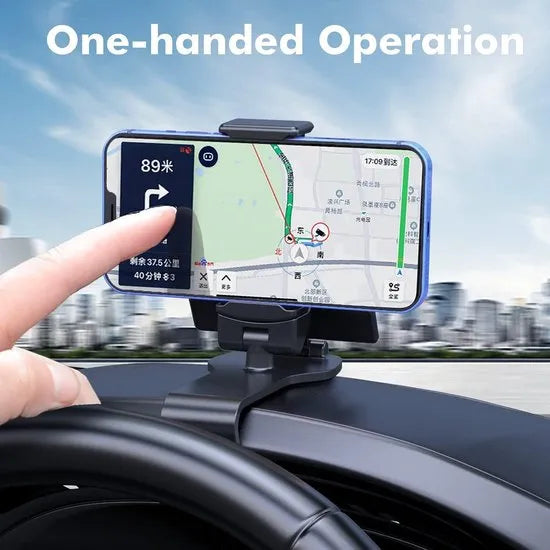 Telefoonhouder auto – Dashboard & Zonneklep Mount – 360° Draaibaar – Universeel 4.7-7.2 inch – Zwart-Ilumina Benelux
