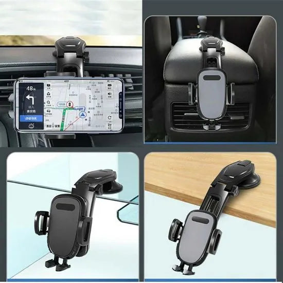 Telefoonhouder auto – Dashboard zuignap – 360° draaibaar – One Touch ontgrendeling – Grijs-Ilumina Benelux