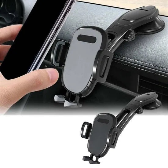 Telefoonhouder auto – Dashboard zuignap – 360° draaibaar – One Touch ontgrendeling – Grijs-Ilumina Benelux