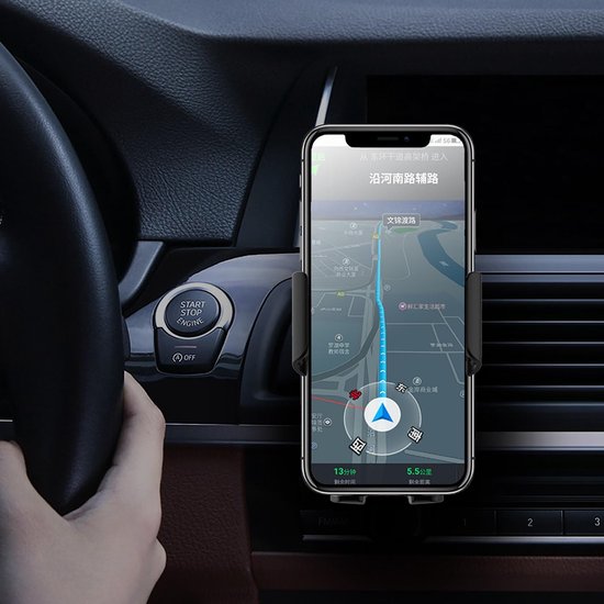 Telefoonhouder auto – Dashboard/Ventilatierooster/Voorruit – 15W Draadloze Oplader – Zuignap & Klem – Zwart-Ilumina Benelux