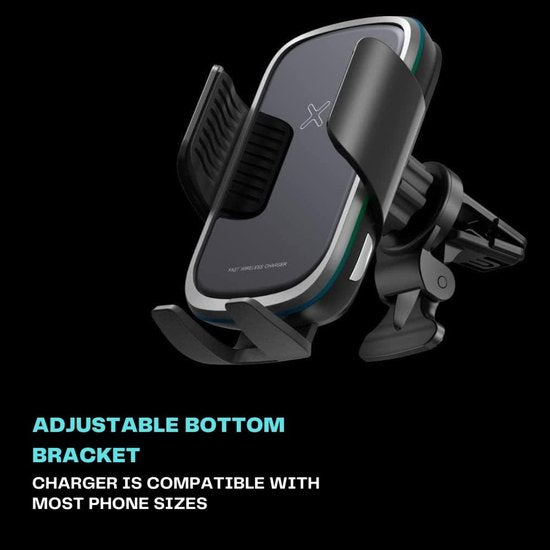 Telefoonhouder auto – Dashboard/Ventilatierooster/Voorruit – 15W Draadloze Oplader – Zuignap & Klem – Zwart-Ilumina Benelux