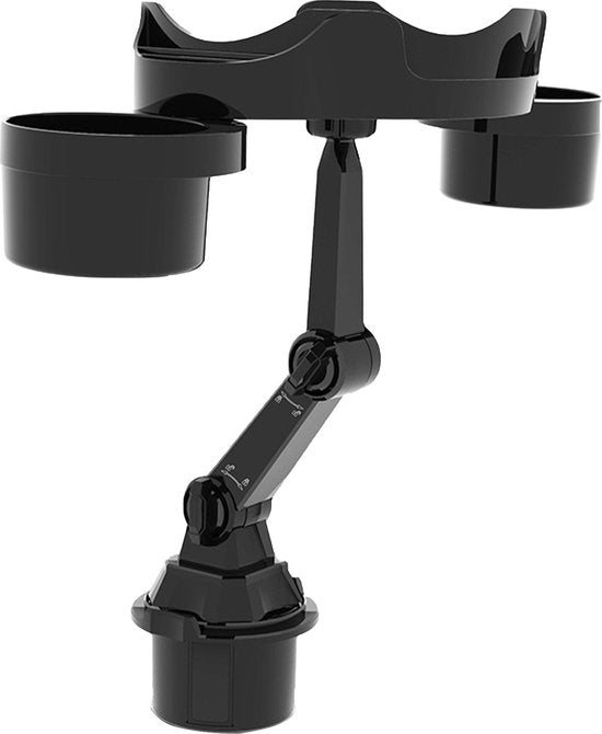 Telefoonhouder auto – Dubbele bekerhouder – 360° draaibare tafellade – Voor bus camper vrachtwagen – Zwart-Ilumina Benelux