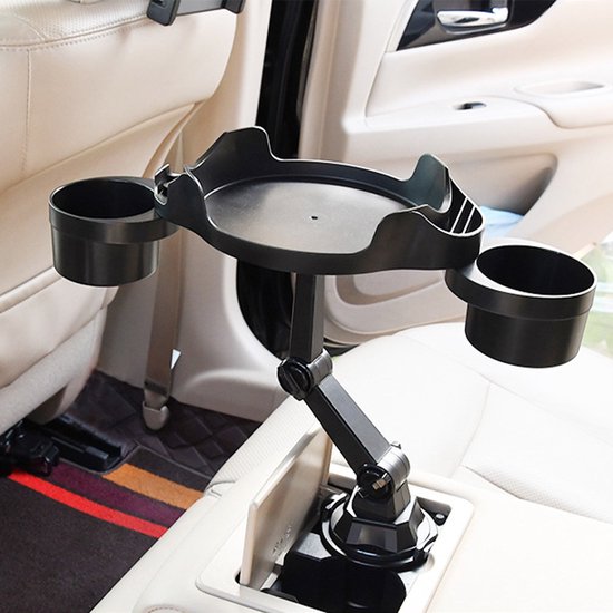 Telefoonhouder auto – Dubbele bekerhouder – 360° draaibare tafellade – Voor bus camper vrachtwagen – Zwart-Ilumina Benelux